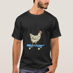 Camiseta Mulheres Galinha Engraçada Skate Skateboard Stak