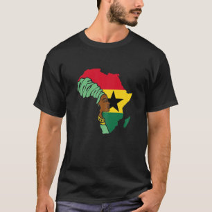Camiseta Mulheres Gana Bandeira Gana África Mapa Herita Étn