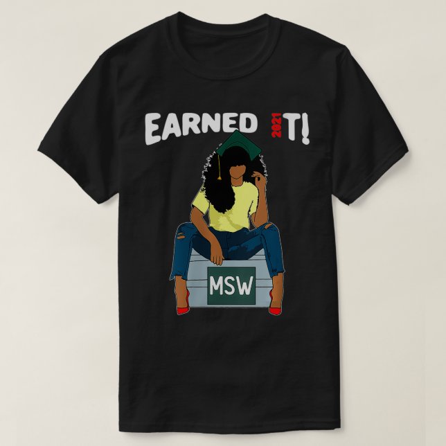 Camiseta Mulheres Ganharam Mestre De Trabalho Social MSW Bl (Frente do Design)