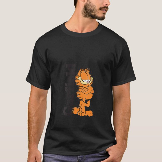Camiseta Mulheres Garfield Inclinando-se contra o Cartoon d (Frente)