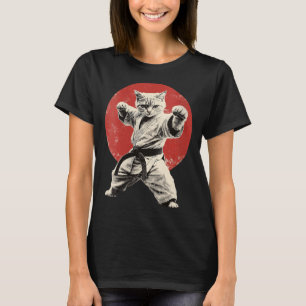 Camiseta Mulheres Gato Karatê Judô Japão Bandeira Japonesa