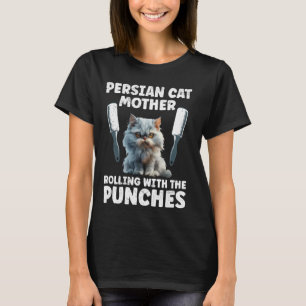 Camiseta Mulheres GATO PERSA MÃE SOCANDO COM OS PUNHOS Dive