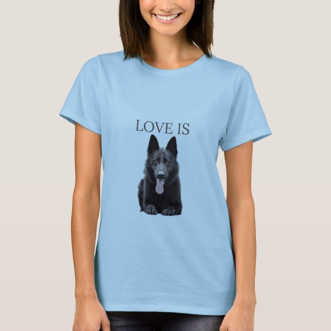 Camiseta Mulheres German shepherd Negro Shepard T Cachorro  (Frente)