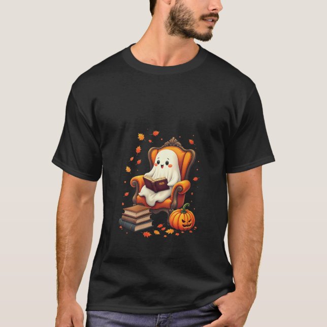 Camiseta Mulheres Ghost Book Reading Book Lover Teache (Frente)
