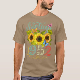 Camiseta Mulheres Girassol Borboleta Floral Floral Vintage