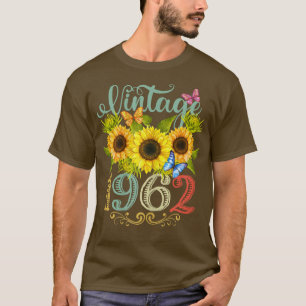 Camiseta Mulheres Girassol Borboleta Floral Floral Vintage