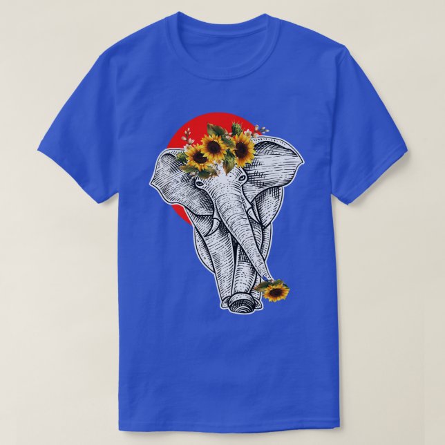Camiseta Mulheres Girassol Elefante Floral Elefante Aestéti (Frente do Design)