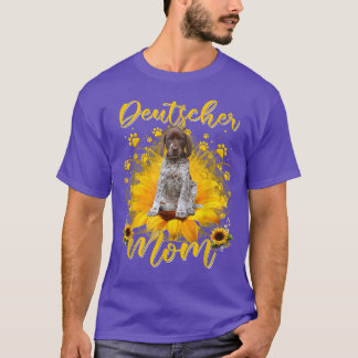Camiseta Mulheres Girassol Ponteiro Alemão de Curto-flor Mã