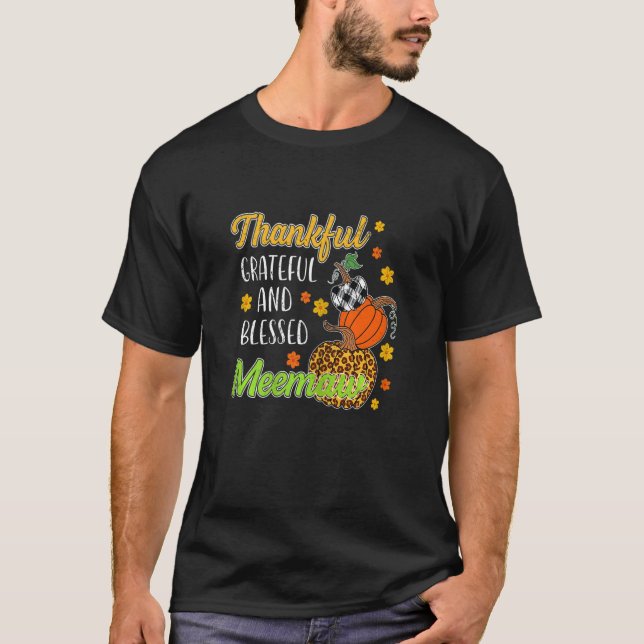 Camiseta Mulheres Graças Feliz Abençoado Meemaw outono (Frente)