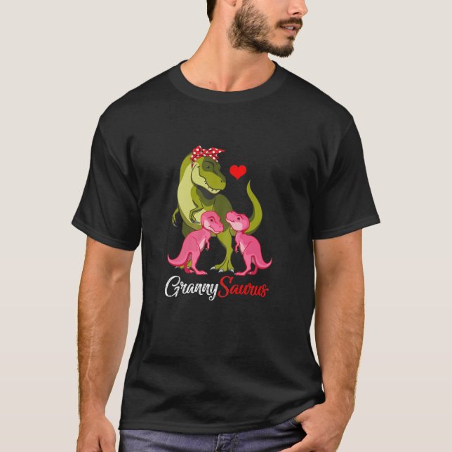 Camiseta Mulheres Grannysaurus Rex Avó Mãe Saurus Dinossaur (Frente)