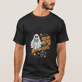 Camiseta Mulheres Groovy Ghost Leia Mais Livros Engraçado P
