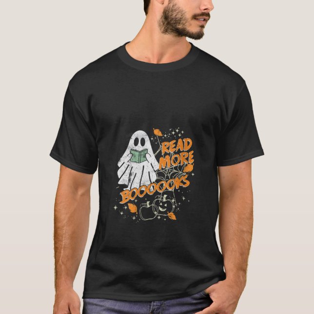 Camiseta Mulheres Groovy Ghost Leia Mais Livros Engraçado P (Frente)