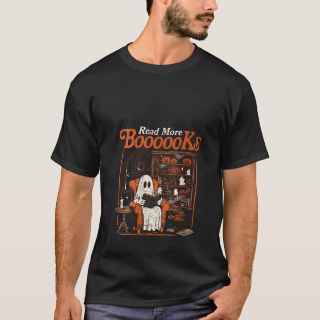 Camiseta Mulheres Groovy Ghost Leia Mais Livros Engraçado P (Frente)