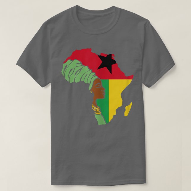 Camiseta Mulheres Guiné Bissau Bandeira África Mapa Étnico  (Frente do Design)