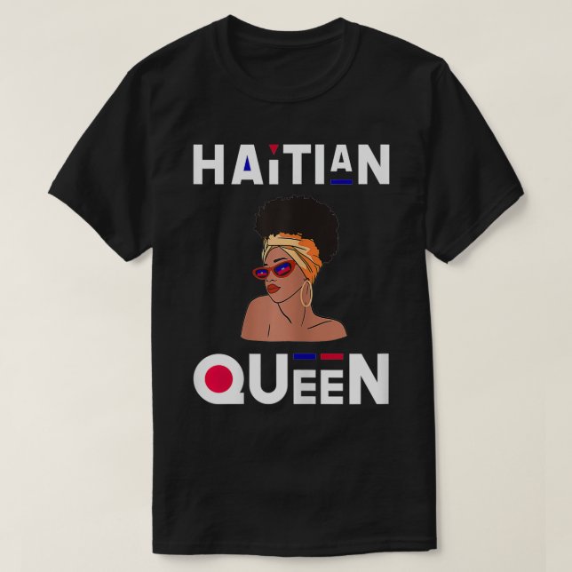 Camiseta Mulheres haitianas Rainha Haitiana Bandeira Black  (Frente do Design)