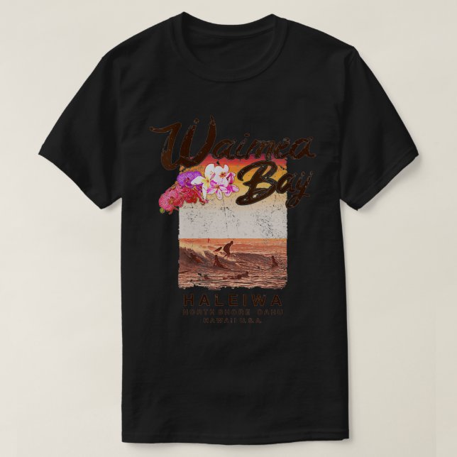 Camiseta Mulheres Haleiwa Hawaii Waimea Bay North Shore Vin (Frente do Design)