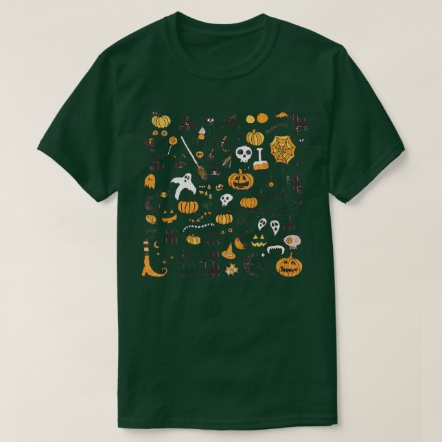 Camiseta Mulheres Halloween Pequenas Doodles, Pumpkin Witch (Frente do Design)