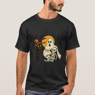 Camiseta Mulheres Halloween Vintage Gato Preto Revelador