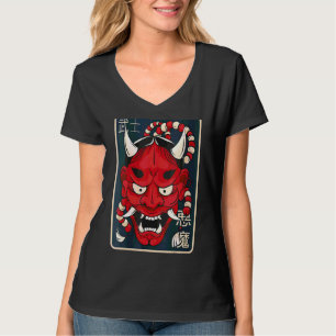 Camiseta Mulheres Hannya Mask Japonesa Demon Mask