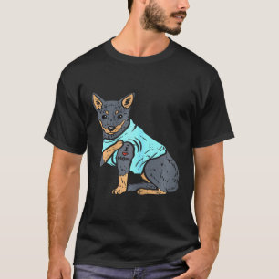 Camiseta Mulheres Heeler Eu Amo Mãe Animal Pet Vermelho Azu