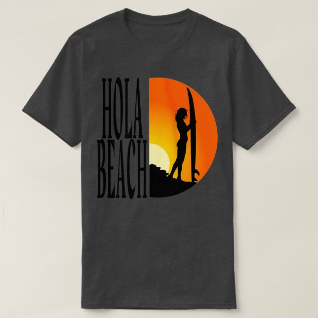 Camiseta Mulheres Hola Beach Funny Beach Vacation Summer, ( (Frente do Design)