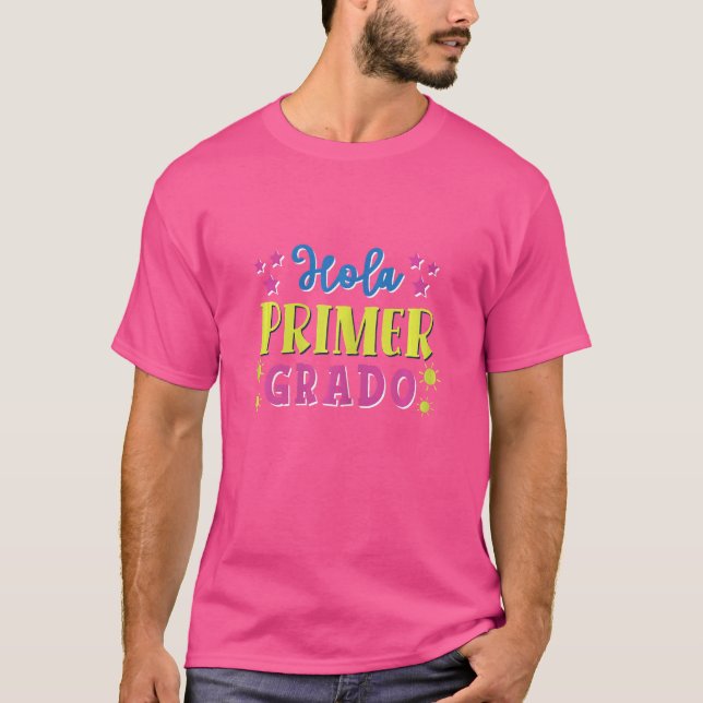 Camiseta Mulheres Hola Primer Grado Professora Espanhola Ma (Frente)