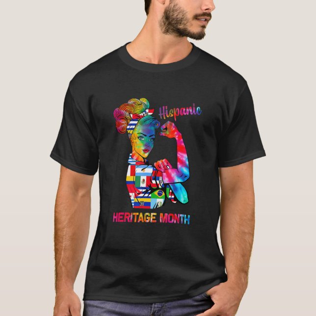 Camiseta Mulheres Homens Herança Nacional Hispânica Mês H (Frente)
