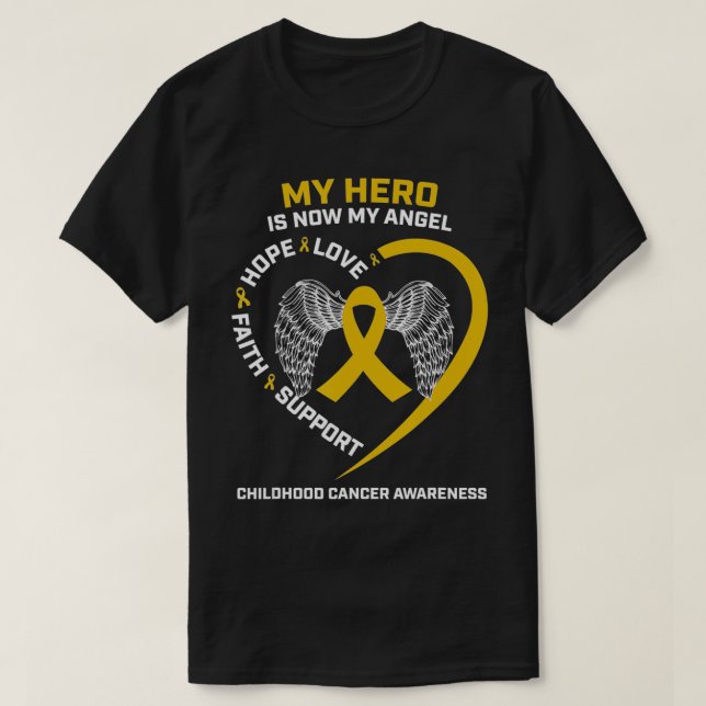 Camiseta Mulheres Homens Meu Herói Agora É Meu Cancer Da In (Frente do Design)