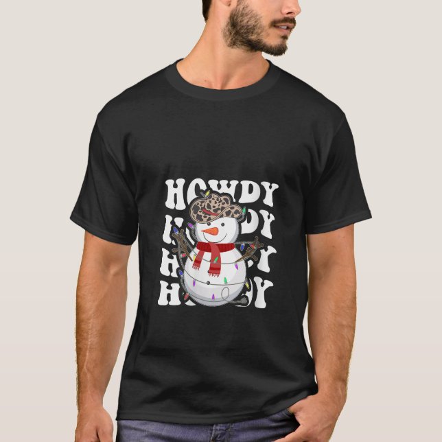 Camiseta Mulheres Howdy Papai Noel Retro Groovy Cowboy West (Frente)