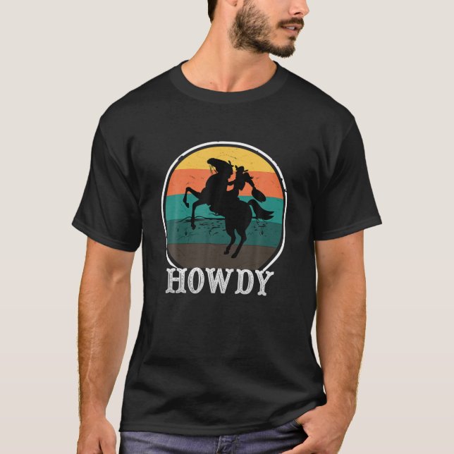 Camiseta Mulheres Howdy Rodeo Western Country Vintage Cowgi (Frente)
