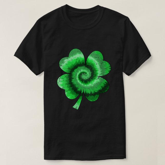 Camiseta Mulheres Irlandesas Shamrock Tie Dye Happy St Patr (Frente do Design)