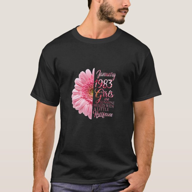 Camiseta Mulheres Janeiro Meninas 1983 39º Aniversário Ofer (Frente)