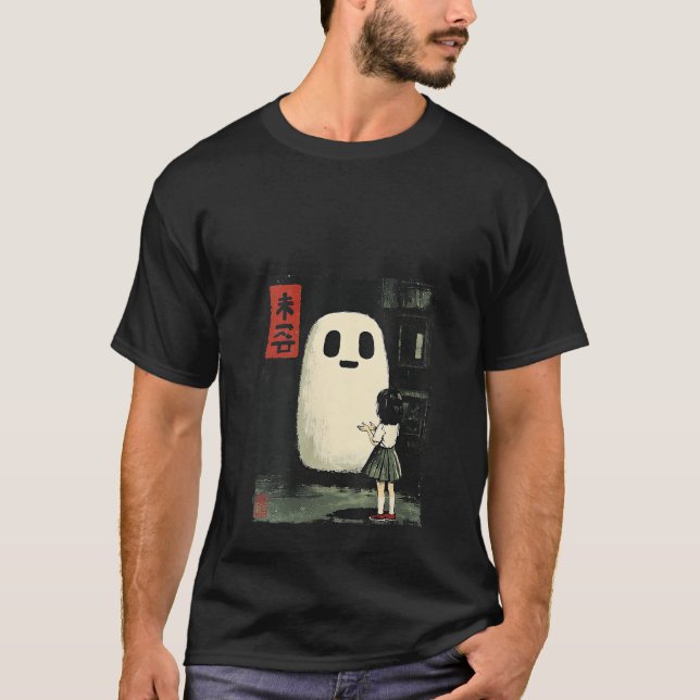 Camiseta Mulheres Japonesas Amigáveis Ghost Spooky Anime Ha (Frente)