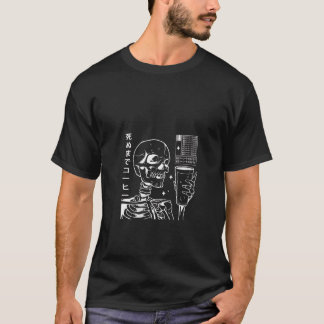 Camiseta Mulheres Japonesas Skeleton Café Lover Japan Stree