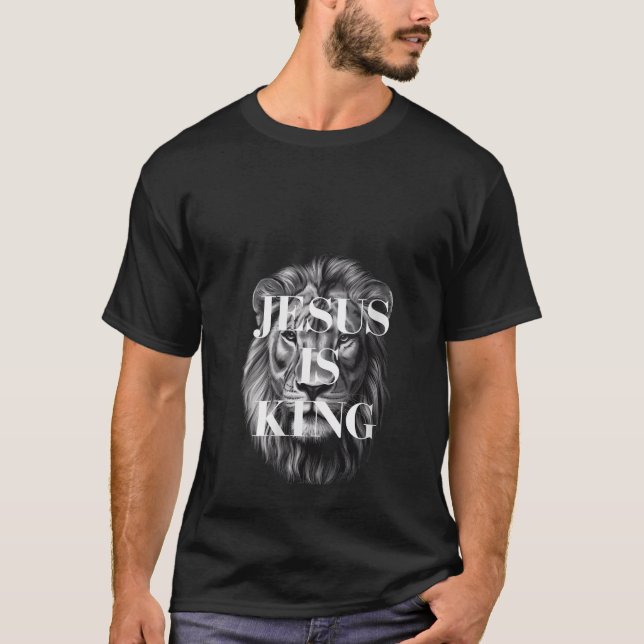 Camiseta Mulheres Jesus cristão é o rei Lion Design desvane (Frente)