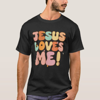 Camiseta Mulheres Jesus Me Ama Groovy Toddler Rapariga Chri