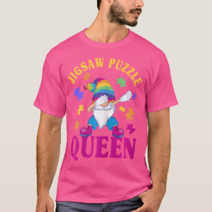 Camiseta Mulheres Jigsaw Puzzle Queen Dabbing Gnome Mulhere