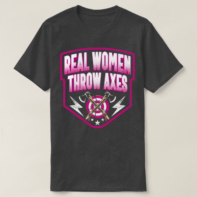 Camiseta Mulheres Jogam Eixos Engraçados Ax Thrower Jogando (Frente do Design)