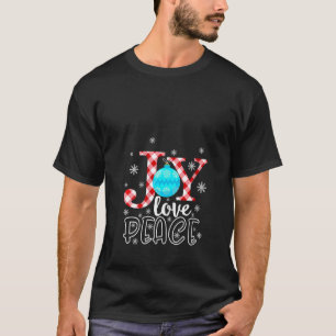 Camiseta Mulheres JOY AMAM PAZ Natal Flocos de Neve Ball V-