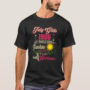 Camiseta Mulheres Julhas Meninas 1986 Aniversário De 36 Ano