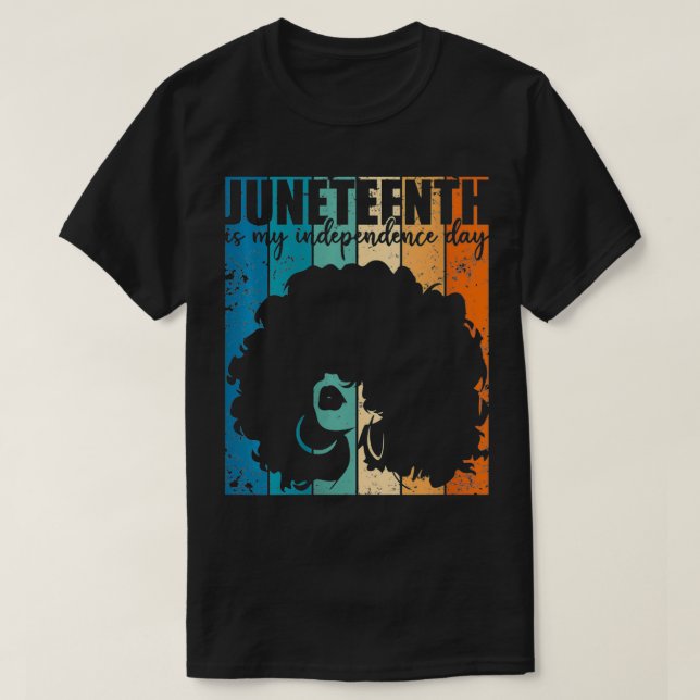 Camiseta Mulheres Junta Dia da Independência Retroativo Afr (Frente do Design)