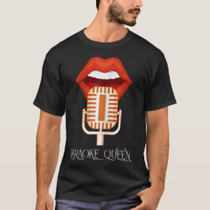 Camiseta Mulheres Karaoke Queen Singer Music Micropho