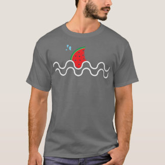 Camiseta Mulheres Kawaii Watermelon Shark Fin Fruta tropica