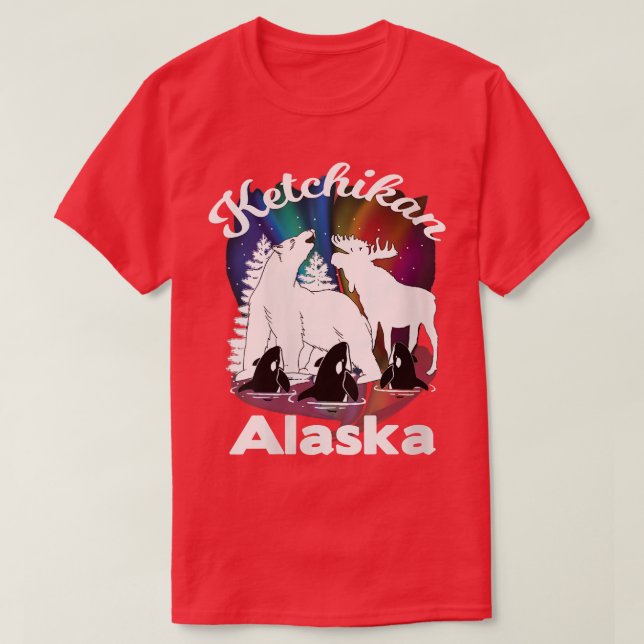 Camiseta Mulheres Ketchikan Alaska Aurora Borealis Bear Moo (Frente do Design)