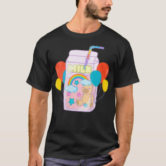 Camiseta Mulheres Kidcore Aestética Kawaii Leite Cartonagem