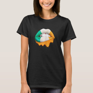 Camiseta Mulheres Lábios De Bandeira Irlandeses Mulheres Me