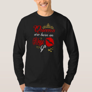 Camiseta Mulheres Lábios Vermelhos Queens São Nasceres Em 9