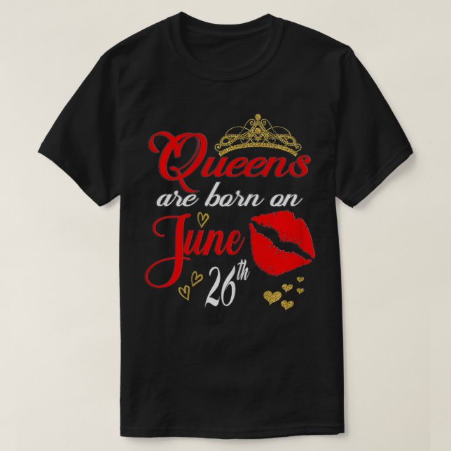 Camiseta Mulheres Lábios Vermelhos Queens são Nasceres no 2 (Frente do Design)