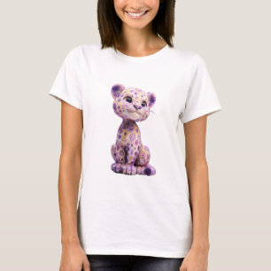 Camiseta Mulheres Leãozinho com Padrão de Redemoinho Roxo C