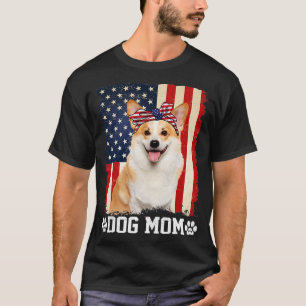 Camiseta Mulheres Legal Cachorro Corgi Mãe Bandeira America